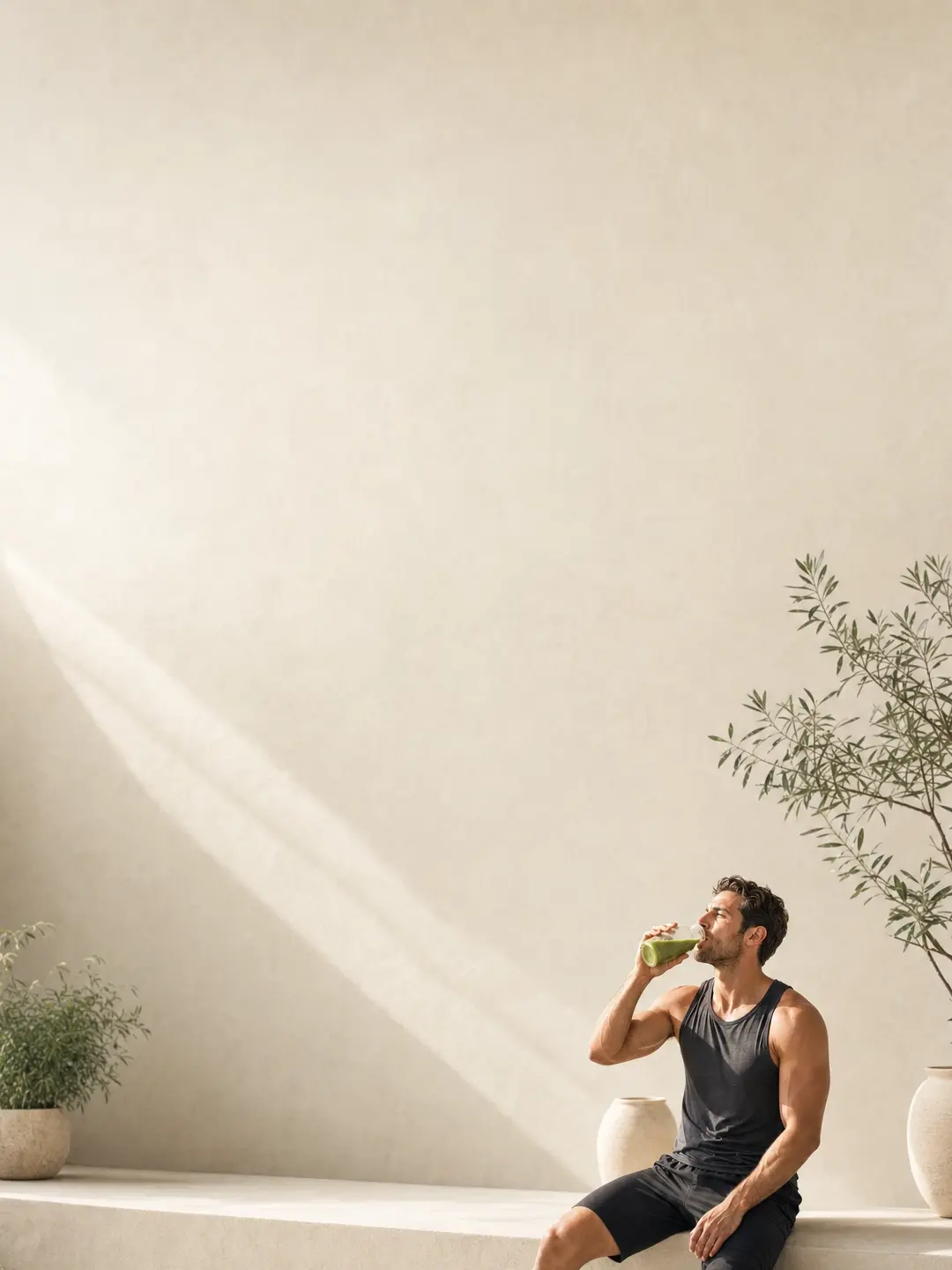 Man drinking healthy green drink